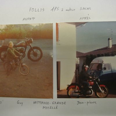 SOUVENIR d'une belle moto rénovée en MOSELLE dans les années 80' - FOLLIS 175 à moteur SACHS