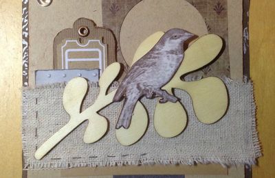 Carte d'anniversaire oiseau marron - gris