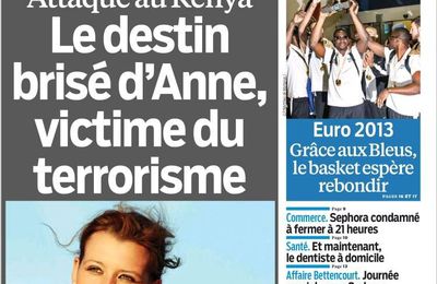 Attentat au Kenya: deux françaises ont été tuées: couverture du journal "aujourd'hui en France"