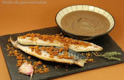Maquereaux au pain d'épices, crème de lentilles