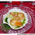 SAINT-JACQUES A L'HUILE DE PERSIL ET MOUSSELINE DE CHOU-FLEUR