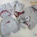 TUTO tricot bb PANTALON bebe modele layette bébé et patron a tricoter Explications brassière, bonnet, bloomer, chaussons
