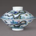 A rare doucai 'dragon' bowl and cover, mark and period of Yongzheng (1723-1735)