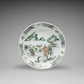 A finely enamelled famille verte 'King Wen and Jiang Ziya' charger, Kangxi period (1662-1722)