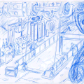 Machinerie et plomberie steampunk en cours