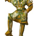 A sancai-glazed pottery figure of a guardian (lokapala), Tang dynasty (618-907)