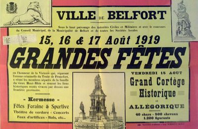 Les Grandes Fêtes patriotiques de 1919 à Belfort, la journée du vendredi 15 août (4e partie)