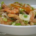 Salade de haricots blancs à l'orange confite et aux crevettes