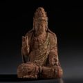 A wood figure of seated Guanyin, Jin-Yuan dynasty (1115-1368)