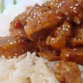 Une variante du poulet général Tao ... ou le porc frit sauce sirop d'érable et sauce chilli
