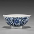 Yongzheng Mark and of the Period. Blue and white porcelain bowl 清雍正 青花花卉紋碗