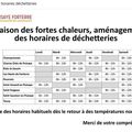 Horaire des dechetteries pendant les fortes chaleurs