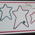 Carte de voeux avec 3 étoiles brodées
