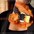 "cravate féminine" & ceinture textile réversible 2en1Satin/ Fleurs/pois