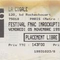 The Auteurs / The Boo Radleys - Vendredi 5 Novembre 1993 - Festival des Inrocks - La Cigale (Paris)