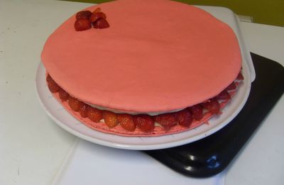 Macaron géant à la fraise et au deux chocolat