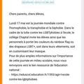 L’« Education » « nationale » essaie de propager l’homosexualité et autres pratiques chez les enfants 