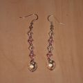 Pink and clear Swarovski crystals earrings