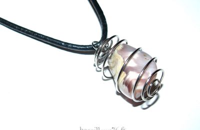 COLLIER PENDENTIF Cage Mini AGATE BOTSWANA 74 + CORDON NOIR 