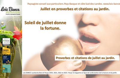 👨‍🌾 Juillet en proverbes et citations au jardin. Paysagiste pays basque Paysagiste Landes.