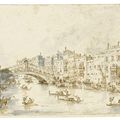 Francesco Guardi (Venice 1712 – 1793), View of the Grand Canal with the Rialto Bridge and the Riva Del Vin