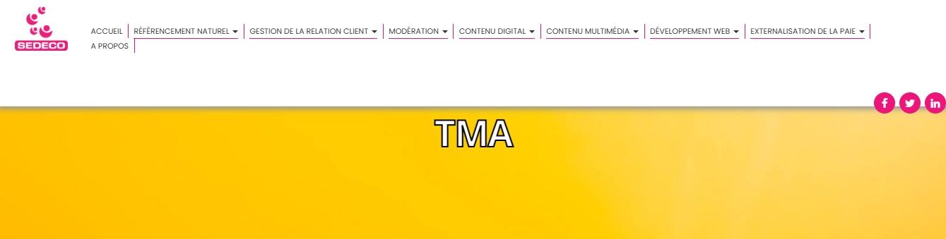 La rubrique TMA du site de SEDECO