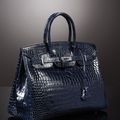 Hermès Paris, made in France. Sac "Birkin" 35 cm en crocodile porosus blue hydra