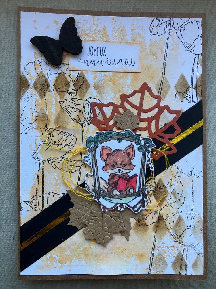 Titemag19 dt kraft losange papillonfleur tamponnées bande noire étiquette