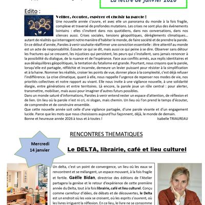Lettre Paroles A Venir - janvier 2026