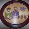 cadre famille nounours peinture sur bois 