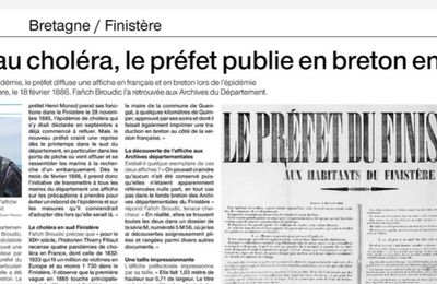 Épidémies : Ouest-France publie un dossier d’une page sur l’affiche bilingue du préfet Monod en 1886