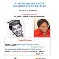 JOURNEE DU 26 MARS 2022 de 19h30 à 23h 30 : 19e Printemps des Poètes des Afriques et d’Ailleurs