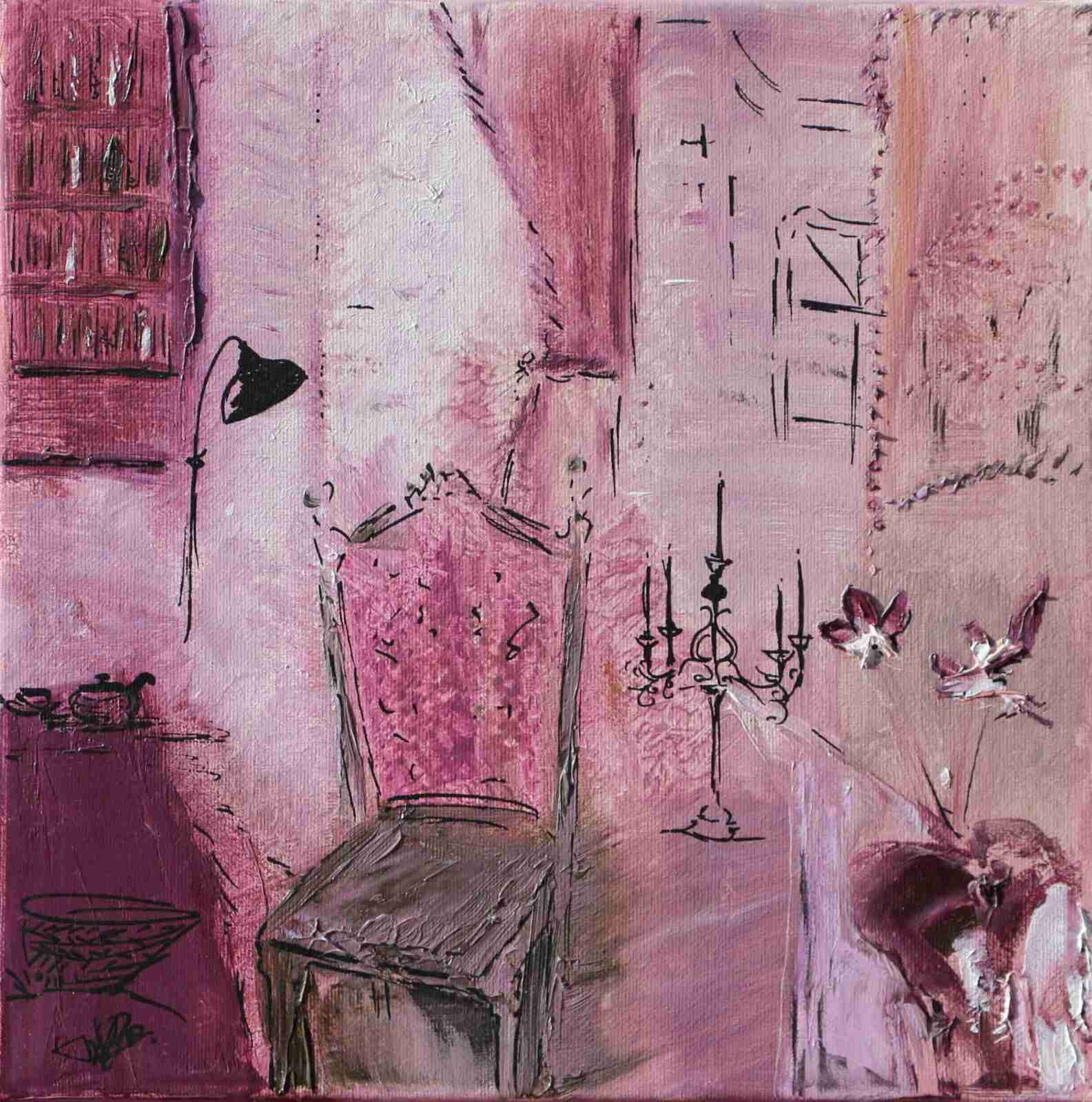 Pause en rose- huile 2012-30X30cm- (n°30 ND),