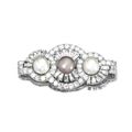 Natural pearl and diamond brooch