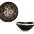 A white-rimmed black-glazed bowl and a Jizhou tixi-style bowl, Northern Song dynasty and Southern Song dynasty